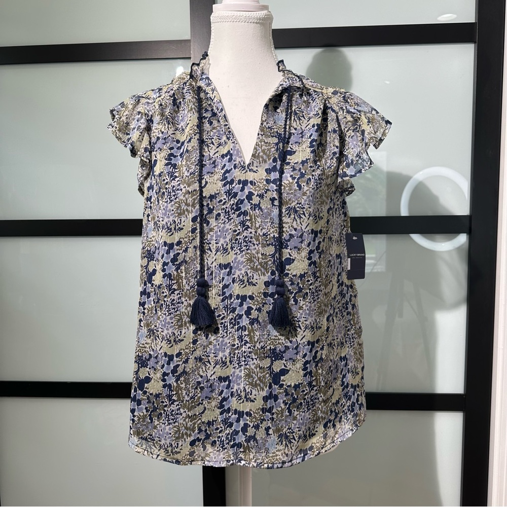 *NEW* Lucky Brand Open Neck Printed blouse size:S
